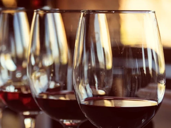 image bannière verres de vin rouge alignés