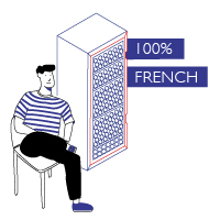 Illustration of man and wine cabinet 100% french Illustration of man and wine cabinet 100% french