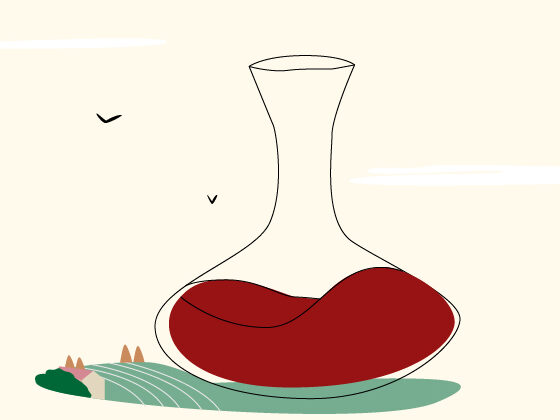 illustration of carafe to decant wine