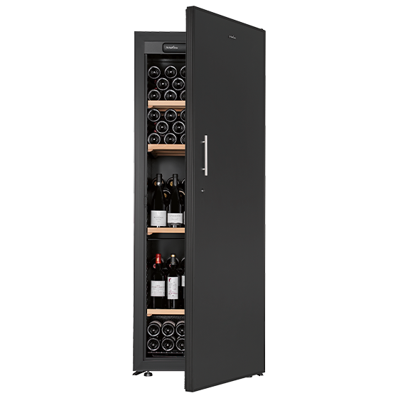 cave à vin Oxygen porte pleine noire taille L - fond transparent