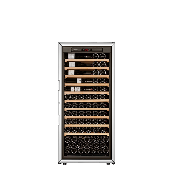 cave à vin oxygen taille M, cadre gris et porte vitrée silver