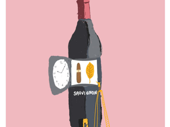 Illustration d'une bouteille de sauvignon au gout de tabac et cigare